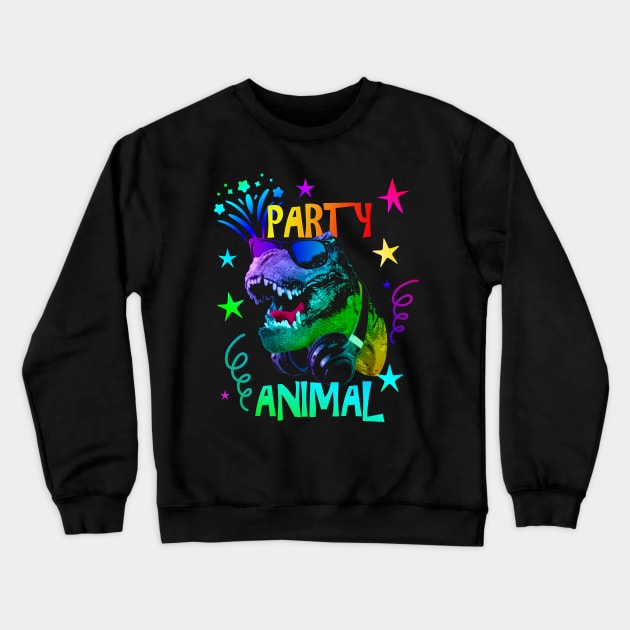 T-Rex Party Animal Crewneck Sweatshirt by Nerd_art